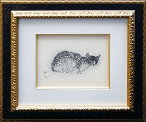藤田嗣治版画額「サッフォー　猫の本より」/Leonard Foujitaのサムネール
