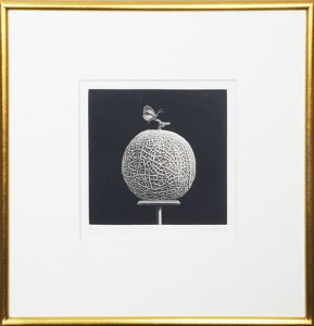 秀島由己男版画額「静物考2　Melon」/Yukio Hideshimaのサムネール