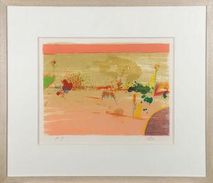 櫃田伸也版画額「ある風景」/Nobuya Hitsuda