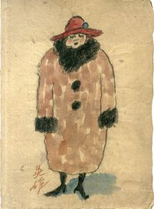 川西英水彩画「婦人像」/Ei Kawanishi