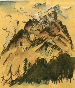 川西英水彩画「山」/Ei Kawanishi