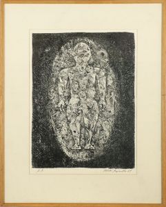 藤松博版画額「楕円の中の人」/Hiroshi Fujimatsuのサムネール