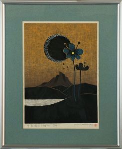 金守世士夫版画額「月蒼華の湖山」/Yoshio Kanamoriのサムネール