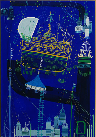 Yoshitaka Hayakawa / 早川義孝版画額「星船の夜」 | Natsume Books