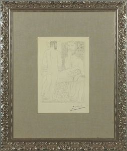 パブロ・ピカソ版画額「Suite Vollard No.37　Sculptor, Reclining Model and Sculpture」/Pablo Picassoのサムネール