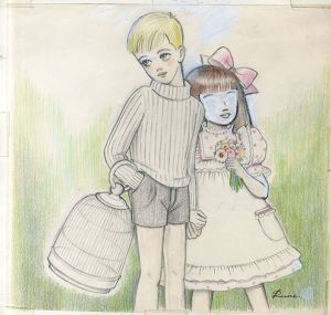鳥かごを持つ少年と少女/内藤ルネ