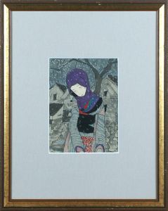 竹久夢二版画額 「雪の夜の伝説」/Yumeji Takehisaのサムネール