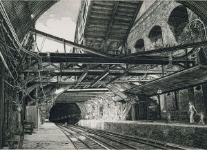 久保卓治版画額「Rothorhith tubo Station」 / Takuji Kubo