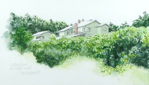 玉村豊男画額「夏のヴィラテスト」 / Toyo Tamamura