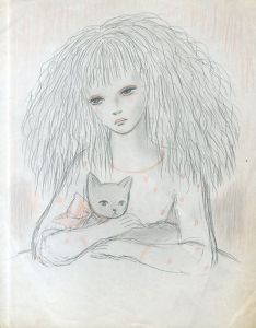 猫を抱く水玉服の女性/内藤ルネのサムネール