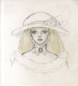 帽子に薔薇がついた金髪の女性/内藤ルネ