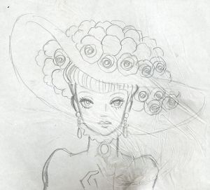 帽子を被ったショートヘアの女性/内藤ルネ