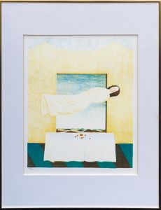 有元利夫版画額「コケット」/Toshio Arimoto