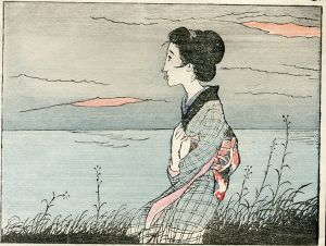 竹久夢二版画「女人伴天連　阿蘭陀の花」/竹久夢二