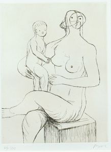 ヘンリー・ムーア版画額「母子像」/Henry Mooreのサムネール