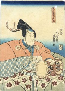 豊国三代版画「五人囃子（大鼓）」/
