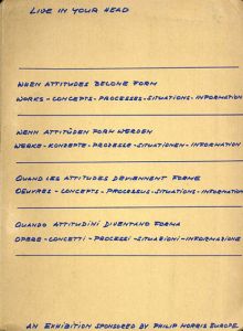 Live in your head: When attitudes become form/Harald Szeemann/John A.Murphy/Scott Burton