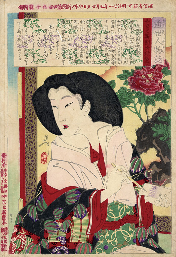 芳年浮世絵「近世人物誌 やまと新聞附録 第ニ十 徳川慶喜公御簾