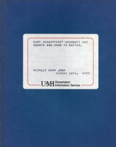 クルト・シュヴィッターズ　Kurt Schwitters Ursonate And Quanta And Hymn To Matter/Mizelle Dary John