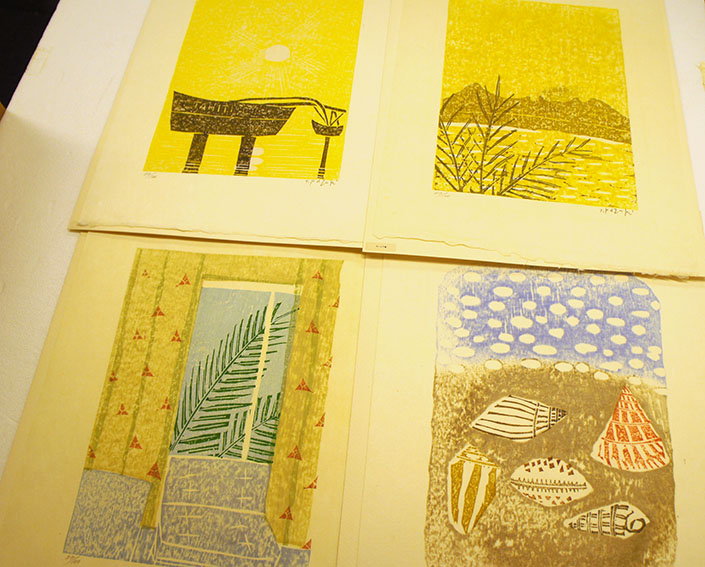 【上品】 D350 限定100部 木版画 「タヒチより（モーレア島）」 香月泰男 絵画